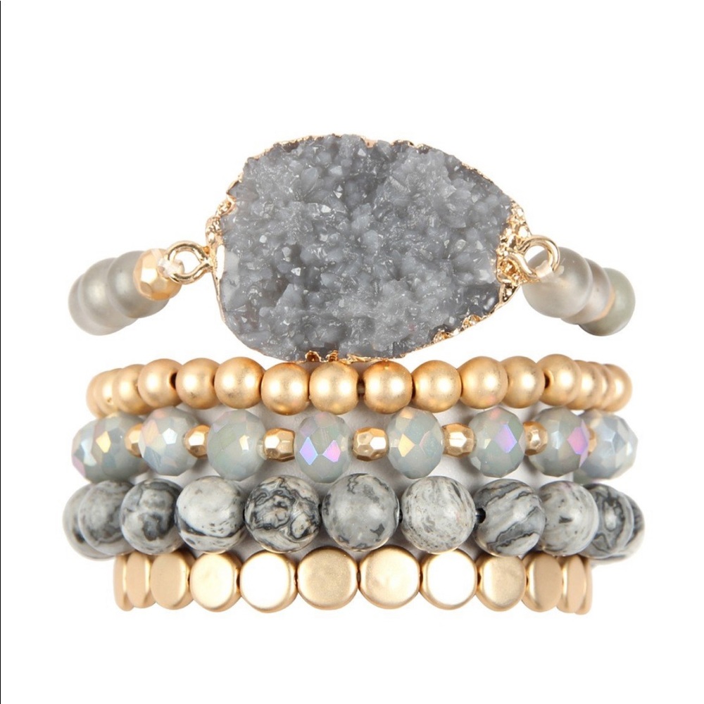 Druzy Stone Bracelet Set